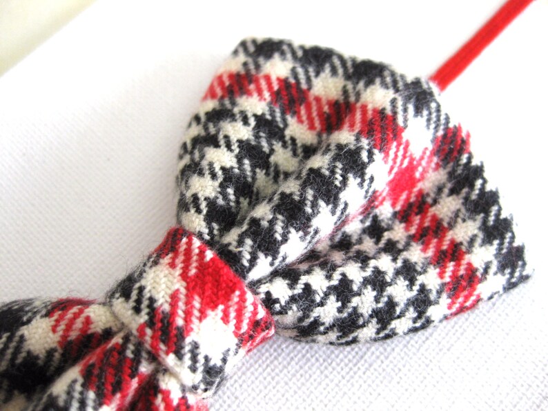 Plaid Baby Bow Headbands Christmas Headband Baby Hair Bands Red Black White Baby Bow Headband Girls Hair Bow Flannel Big Hair Bows image 3