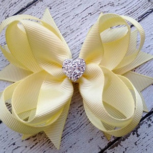 Girls Hair Bow Baby Maize Boutique Hair Bow Toddler Hair Bow Cute Hair Bow Gift for Girls Formal Wedding Bow with Sparkly Heart image 1