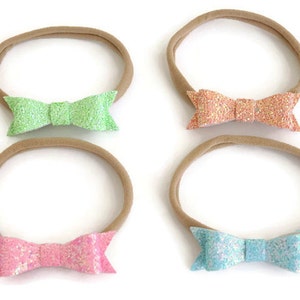 Glitter Bow Headband Baby Bow Headband Baby Hair Bands Mini Bow Headband Nylon Headband Headband for Babies Baby Headband Set image 2