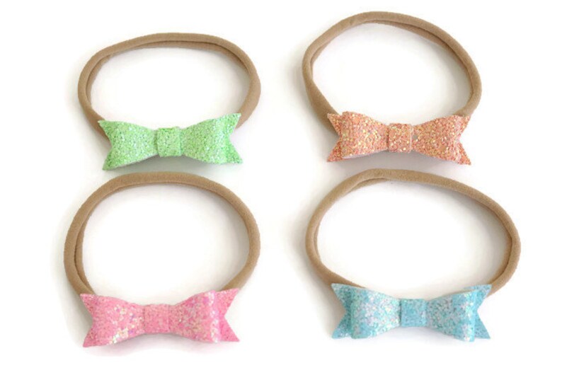 Glitter Bow Headband Baby Bow Headband Baby Hair Bands Mini Bow Headband Nylon Headband Headband for Babies Baby Headband Set image 2