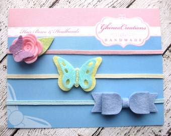 Felt Baby Headbands - Felt Flower Baby Headbands - Mini Bow Headbands Baby Gift Set - Felt Toddler Headbands - Baby Shower & Homecoming Gift