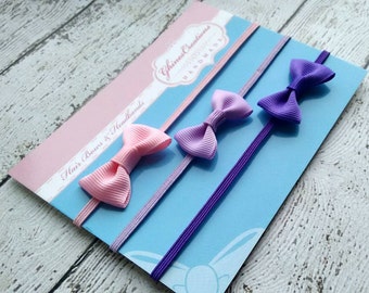 Baby Headbands ~ Baby Hair Bands ~ Infant Headbands ~ Newborn Headbands ~ Mini Bow Headbands Baby Gift Set ~ Baby Shower and Homecoming Gift