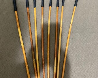 Sales Special - Set of 8 Classic Dragon Rattan Punishment Canes / School Canes / BDSM Canes - 90 cms L - Blue Streak Paracord Handles