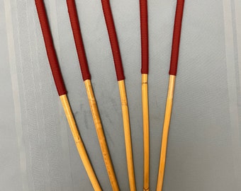 OTK Classic Kooboo Cane Five - Set of 5 Kooboo OTK Punishment canes  - Red Handles - 60 cms L & 9-9.5/10-10.5/11.5-12/12-12.5/12.5-13 mm D