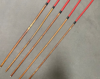 Smoked Dragon Cane SALES SPECIAL Set of 5 Canes - RED Kangaroo Leather Handles - 100 cms Length