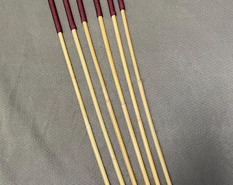 Knotless Dragon Canes / School Canes / BDSM Canes Set of 6 Rattan Canes - 85 cms L  & 10-13 mm D ( See Specs) - BURGUNDY Paracord Handles