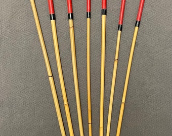 The Professional Punitrix Special Dungeon Set of 7 Classic Dragon Rattan Punishment Canes / BDSM Canes - 12”  RED Kangaroo Leather Handles