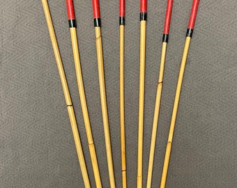 The Professional Punitrix Special Dungeon Set of 7 Classic Dragon Rattan Punishment Canes / BDSM Canes - 12”  RED Kangaroo Leather Handles