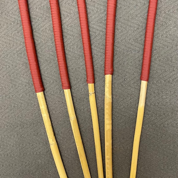 OTK Classic Kooboo Cane Set of 5 Kooboo OTK Punishment canes - Brick Red Handles - 60 cms L & 9-9.5/10-10.5/11-11.5/11.5-12/12-12.5 mm D