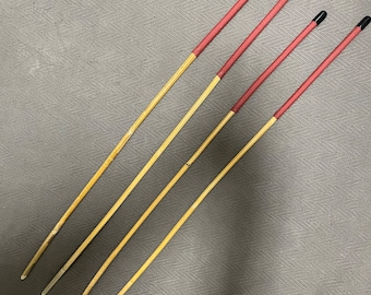 Set of 4 Senior Classic Kooboo Rattan Punishment canes / School Canes - 82 -85 cms L & 10 - 11.5 mm D - 12”  RED or BLACK Handles
