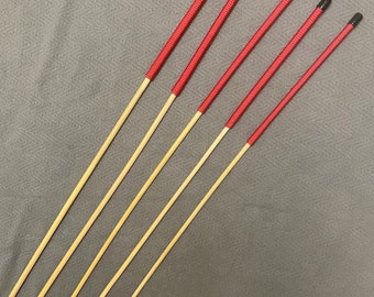 Knotless Dragon Cane / No Knot Dragon Canes Set of 5  - 85 cms L & 8-12.5 mm D - 12” BLACK or IMPERIAL RED Handles