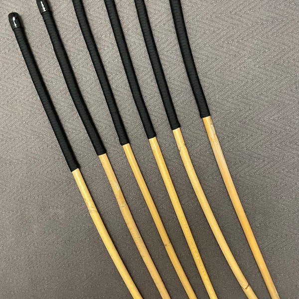 OTK Classic Kooboo Cane Six - Set of 6 Kooboo OTK Punishment canes - BLACK Handles - 60 cms L & 10-12.5 mm D ( Assorted )
