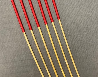 The Thick and Thuddy Dragon Cane Six - Set of 6 Classic Dragon Canes /  BDSM Canes - 14" Red Paracord Handles - 100 cms Leng & 10-13 mm D