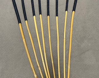 Set of 8 Classic Kooboo Rattan Punishment canes / School Canes / BDSM Canes - 83-87 cms L - BLUE STREAK Paracord Handles