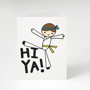 SUPER SALE! Hi Ya, Greeting Card. Funny Miss You Card. Funny Just Because Card. Karate Card. Funny Karate Card. Punny Card. Pun Card. Kick.