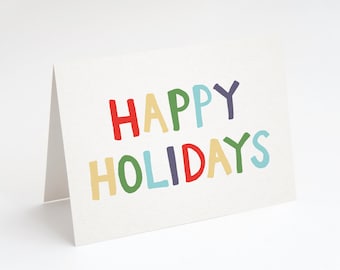 SUPER SALE! Happy Holidays. Greeting Card. Holiday Card. Christmas Card. Cute Holiday Card. Colorful Holiday Card. Cute Christmas Card.