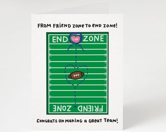 NEW! From Friend Zone to End Zone! Greeting Card. Football Themed Wedding Card. Funny Wedding Card. Funny Engagement Card. Football Wedding.