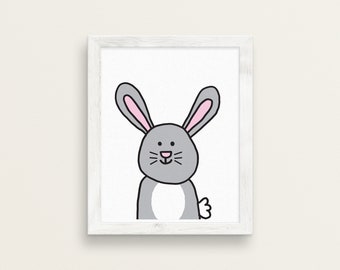 SUPER DUPER SALE! Bunny Print 8x10. Rabbit Print. Cute Rabbit Print. Print for Nursery. Print for Kid Room. Wall Art. Cute Bunny Print.