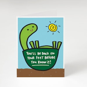 You&#39;ll Be Back on Your Feet Before You Know It! Greeting Card. Get Well Soon Card. Cute Feel Better Card. Heal Up Card. Turtle Card.