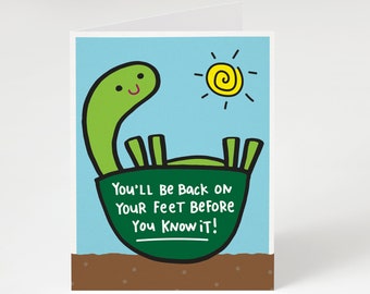 You'll Be Back on Your Feet Before You Know It! Greeting Card. Get Well Soon Card. Cute Feel Better Card. Heal Up Card. Turtle Card.