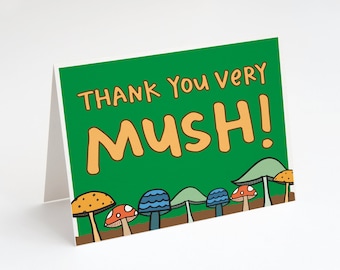 NEW! Thank You Very Mush! Greeting Card. Funny Thank You Card. Earthly Thank You Card. Mushrooms Card. Punny Thank You Card. Thank You.