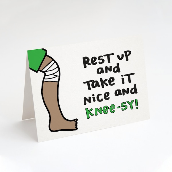 NEW! Rest Up and Take It Nice and Knee-sy! Greeting Card. Funny Knee Replacement Card. Funny Knee Surgery Card. Funny Get Well Soon Card.