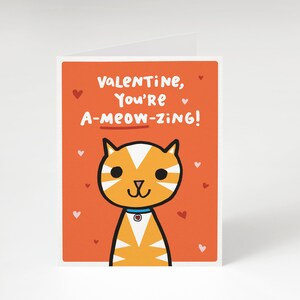 SUPER SALE Valentine, You're A-MEOW-Zing Funny Valentine's Day Card. Cat Themed Valentine's Day Card. Valentine Card. Cat Card. Meow. Cat. image 1