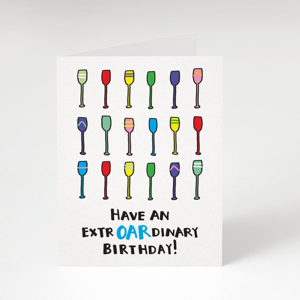 Have An ExtrOARdinary Birthday! Greeting Card by Tiny Gang Designs. Birthday Card. Funny Birthday Card. Nautical Birthday Card. Oar Birthday