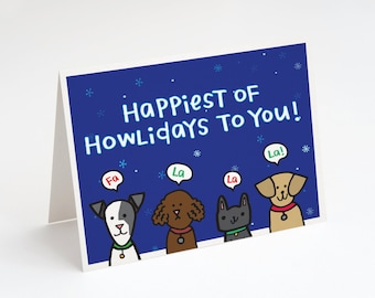 SUPER SALE! Happiest of Howlidays to You! Greeting Card. Holiday Card. Funny Holiday Card. Funny Christmas Card. Dog Christmas Card. Dogs.