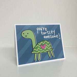 You're Turtley Awesome Card, Greeting Card by Tiny Gang Designs. Anniversary Card. Funny Anniversary Card. Thank You Card. Turtle. Tortoise.