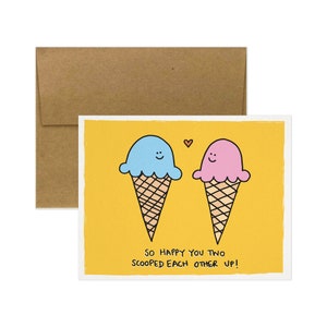 So Happy You Two Scooped Each Other Up, Greeting Card. Cute Anniversary Card. Cute Engagement Card. Cute Wedding Card. Ice Cream. Love. image 2