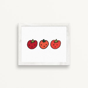 Tomato Print in 5x7, Tomato Poster, Tomato Fruit, Tomato Decor, Tomato, Tomato Kitchen Decor, Food Print, Wall Art, Cute Tomatoes