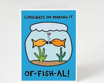 Congrats on Making it Of-FISH-AL! Greeting Card. Cute Wedding Card. Funny Wedding Card. Fish Wedding Card. Adorable Wedding Card. Fish.