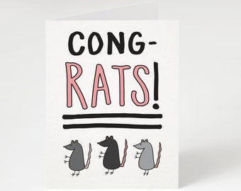 NEW! Cong-RATS! Greeting Card. Congratulations Card. Funny Congratulations Card. You Did It Card. Funny Rat Card. Rat. New York City. NYC.