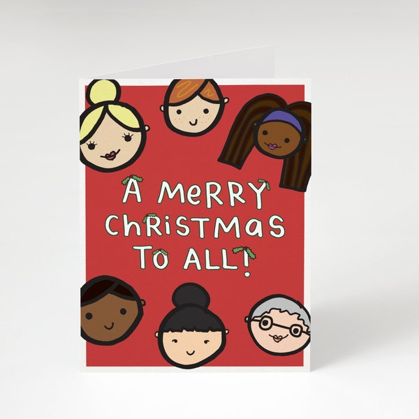 SUPER DUPER SALE! A Merry Christmas To All! Greeting Card by Tiny Gang Designs. Funny Christmas Card. Funny Holiday Card. Diverse Card.