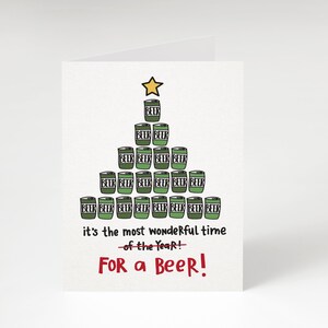 SALE! It&#39;s The Most Wonderful Time For A Beer, Greeting Card. Funny Christmas Card. Funny Holiday Card. Christmas Beer Card. Holiday.