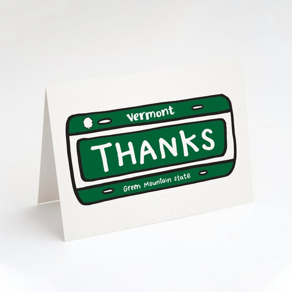 Vermont License Plate THANKS card. Greeting Card. Vermont Card. Thank You Card. Vermont. Vermont License Plate. License Plate. Thanks.