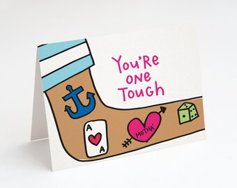 SUPER SALE! You're One Tough Motha', Greeting Card. Bad Ass Card. Encouragement Card. Survivor Card. Cancer Sucks Card. Tattoo Card.