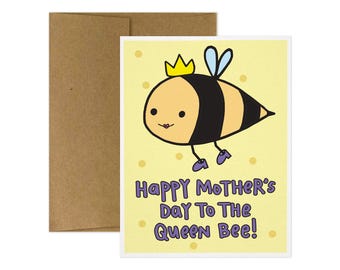 Queen Bee Mother's Day Card: Funny Mom Greeting Card