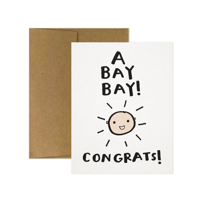 A BAY BAY Congrats 1 Greeting Card. New Baby Card. Baby Shower Card. Funny Baby Card. Funny Card for Baby. Baby Gift. Unisex Baby Card. image 2