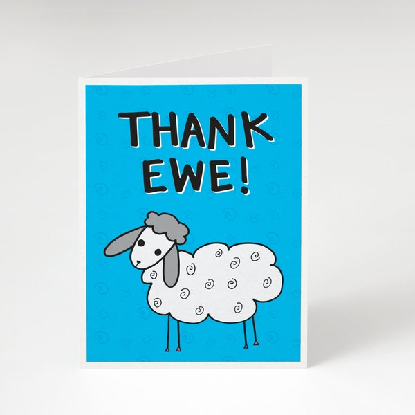 SUPER SALE! Thank Ewe, Greeting Card. Funny Thank You Card. Cute Thank You Card. Sheep Thank You Card. Thank You Pun. Punny Card. Thank You.