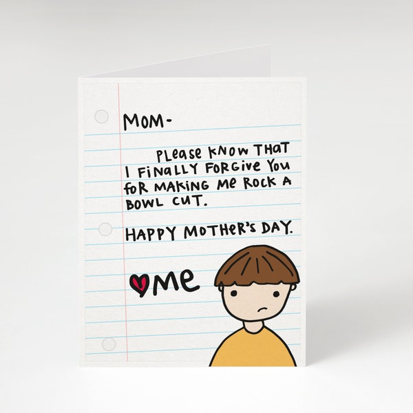 SUPER SALE! Bowl Cut Mother's Day Greeting Card. Mother's Day Card. Funny Mother's Day. Funny Momma's Day Card. Funny Card. Bowl Cut. hair.