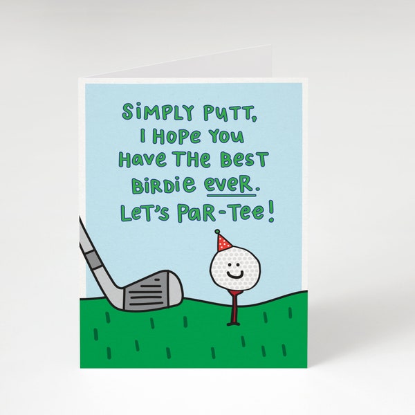 NEW! Simply Putt, I Hope You Have the Best Birdie Ever Let's Par-Tee! Greeting Card. Funny Golf Birthday Card. Card for Golfer. Golf. Golfer