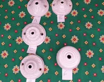 Vintage French Porcelain Ceiling Rose: Flower Pattern Lighting Canopy