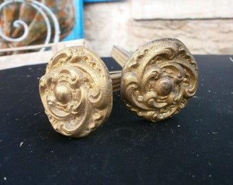 Pair of French Vintage Curtain Tie Backs, French Empire style, Brass Tiebacks, Decorative, Antique, Hold Backs, Ormolu, Hooks, Chateau Chic