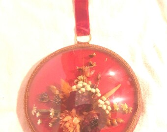Französisches Vintage Original Getrocknete Blume Gerahmtes Wandbehang Bild