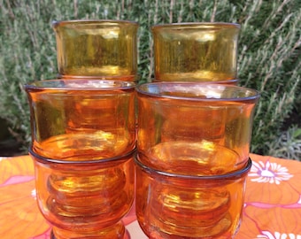 10 passende Vintage 1970er Jahre, Bernsteinfarbene Gläser, Kelche, PERNOD, Französisch, Aperitif Geschirr, Trinkgeschirr, Geschenk, Glas