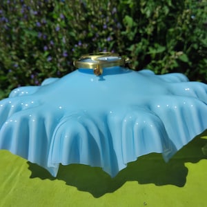 Original Vintage French light shade, blue glass, Art Deco, lamp shade, Antique fixture, Shabby/Chateau Chic, 1920&#39;s/30&#39;s, pendant fitting