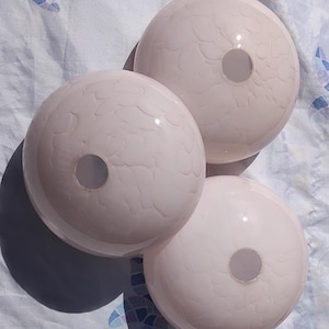 French Vintage Art Deco Light Shade: Pale Pink Glass Pendant Lamp, 1930s