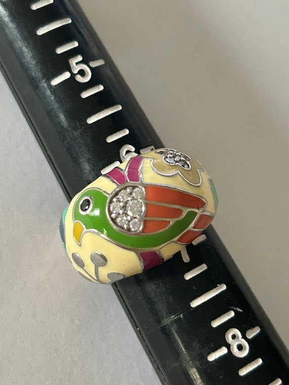 Belle Etoile Signed STERLING Silver Enameled Bird… - image 3